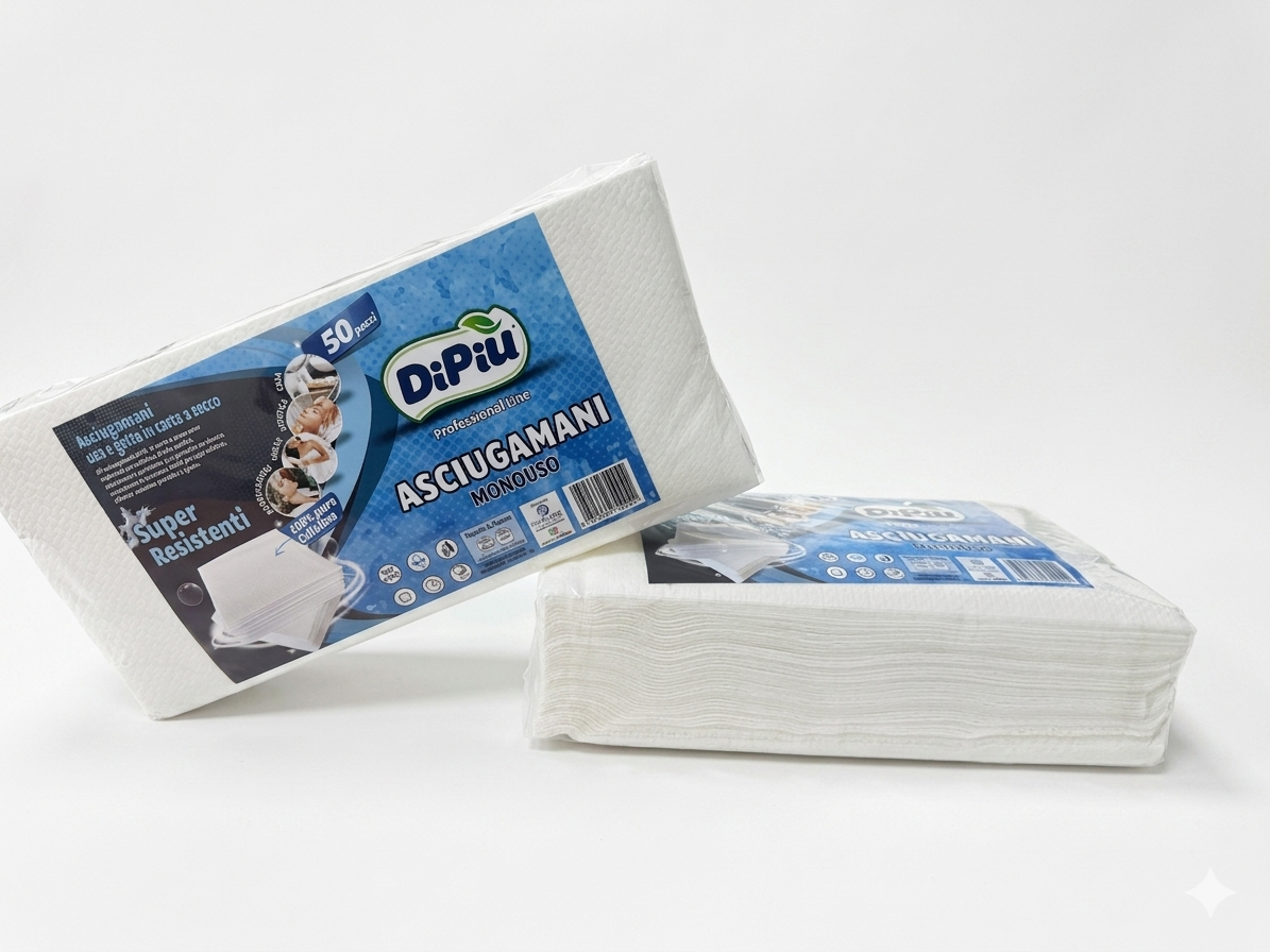 ASCIUGAMANI IN CARTA A SECCO GOFFRATA 50pz